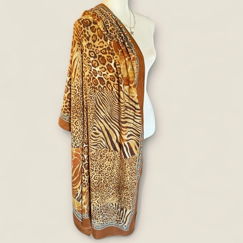 Leopard Print Scarf in Brown and Tan